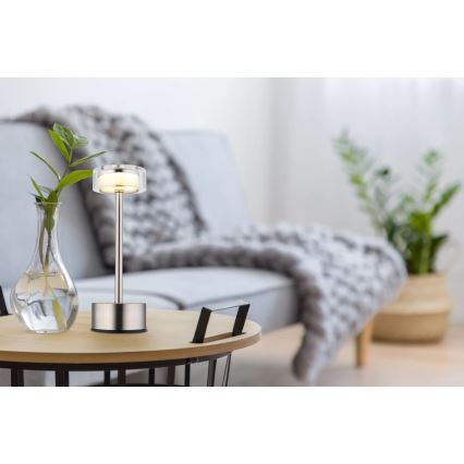 Globo - LED Ściemnialna akumulatorowa dotykowa lampa stołowa LED/2,5W/3,7V 2700/4000/6500K 1800mAh matowy chrom