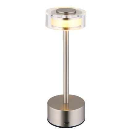 Globo - LED Ściemnialna akumulatorowa dotykowa lampa stołowa LED/2,5W/3,7V 2700/4000/6500K 1800mAh matowy chrom
