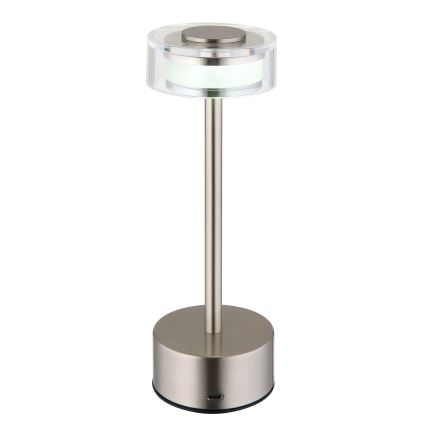 Globo - LED Ściemnialna akumulatorowa dotykowa lampa stołowa LED/2,5W/3,7V 2700/4000/6500K 1800mAh matowy chrom