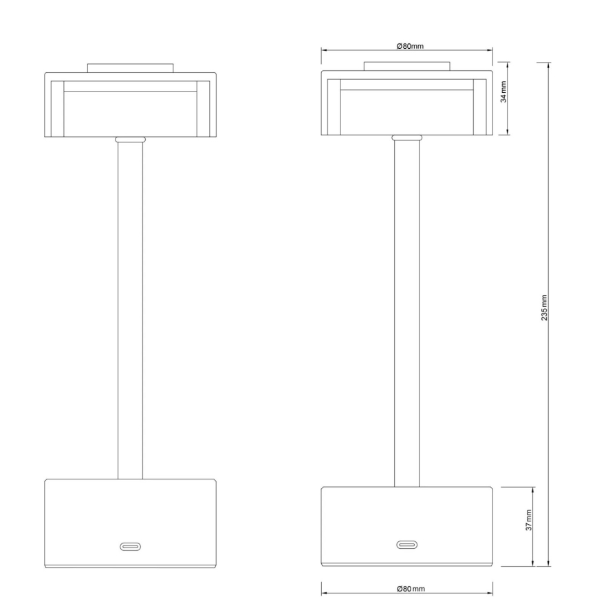 Globo - LED Ściemnialna akumulatorowa dotykowa lampa stołowa LED/2,5W/3,7V 2700/4000/6500K 1800mAh czarna