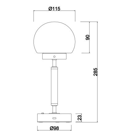 Globo - LED Ściemnialna ładowalny dotykowa Lampa stołowa LED/2,5W/5V 1800mAh 2700/4000/6500K matowy chrom
