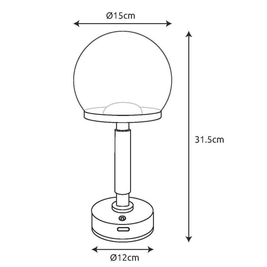 Globo - LED Ściemnialna ładowalny dotykowa Lampa stołowa LED/2,5W/5V 1800mAh 2700/4000/6500K czarny
