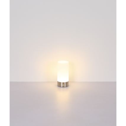 Globo - LED RGBW Ściemnialna zewnętrzna dotykowa lampa stołowa LED/1,8W/5V 1500 mAh IP44 matowy chrom