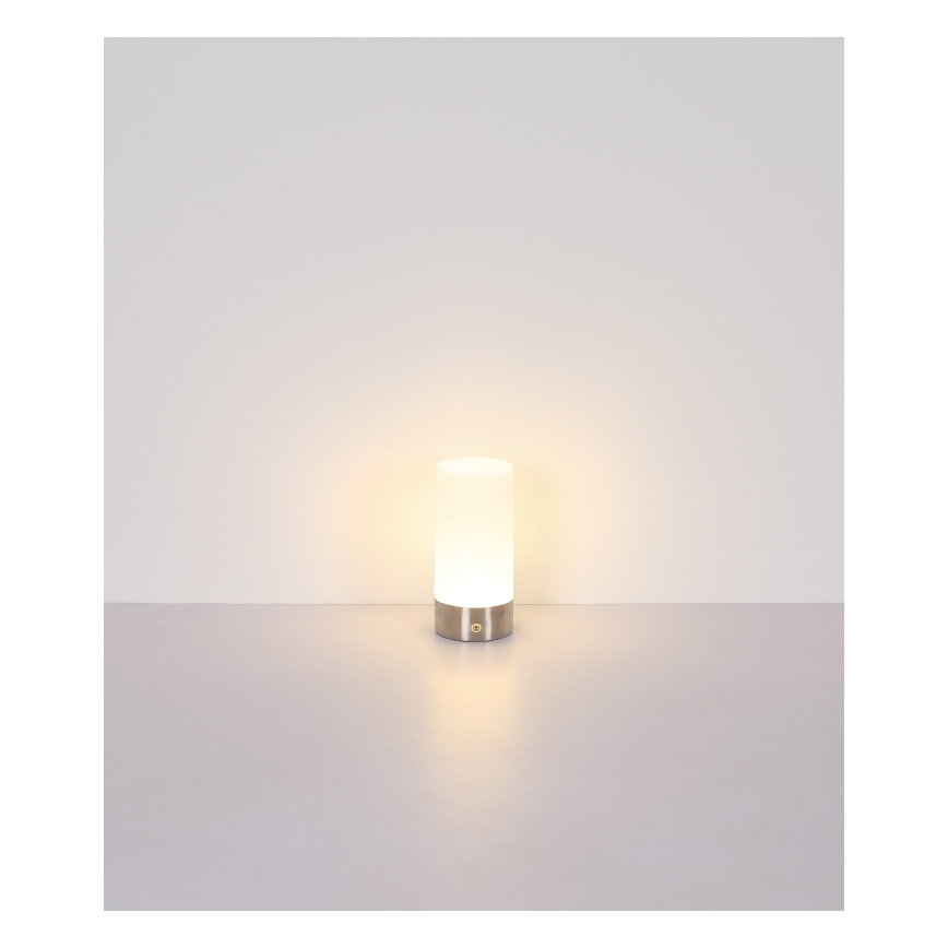 Globo - LED RGBW Ściemnialna zewnętrzna dotykowa lampa stołowa LED/1,8W/5V 1500 mAh IP44 matowy chrom