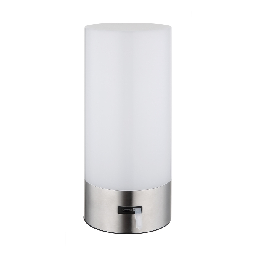 Globo - LED RGBW Ściemnialna zewnętrzna dotykowa lampa stołowa LED/1,8W/5V 1500 mAh IP44 matowy chrom