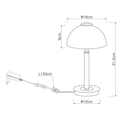 Globo - dotykowa, ściemniana lampa stołowa LED/7W/230V 3000K, mosiężna
