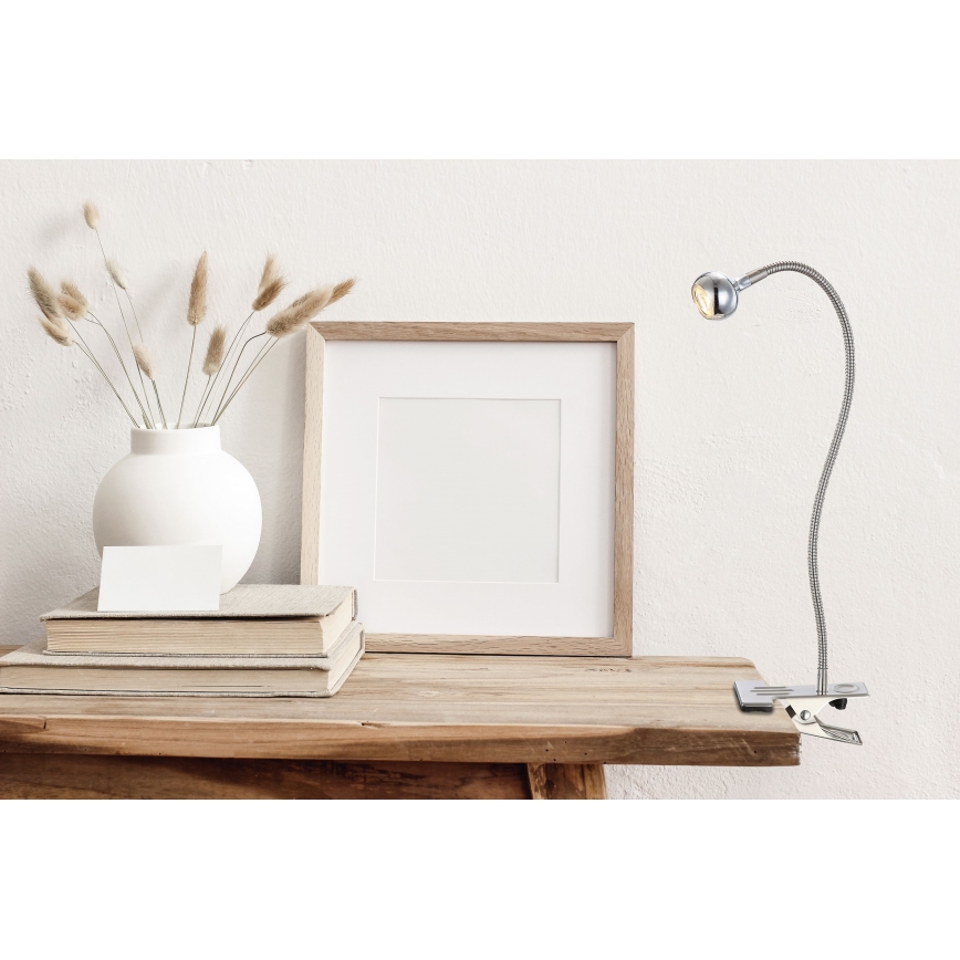 Globo - Elastyczna lampka LED z klipsem, 3W/230V, matowy chrom