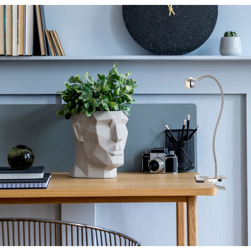 Globo - Elastyczna lampka LED z klipsem, 3W/230V, matowy chrom