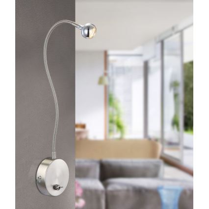 Globo - giętna lampka LED/3W/230V błyszczący chrom