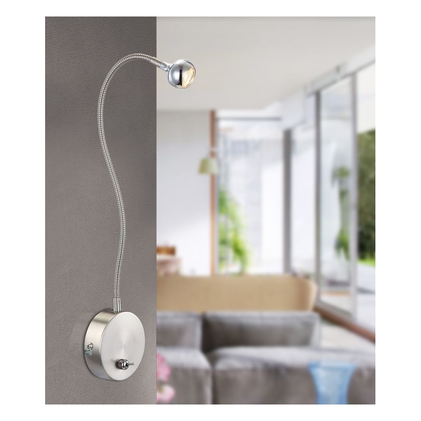 Globo - giętna lampka LED/3W/230V błyszczący chrom