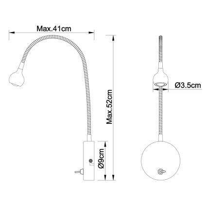 Globo - LED Elastyczna lampka LED/3W/230V chrom błyszczący