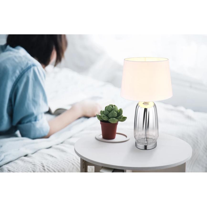 Globo - Lampka stołowa 1xE27/40W/230V biała/srebrna