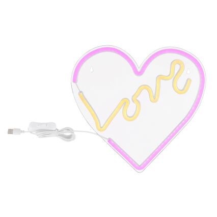 Globo - LED neonowa dekoracja ścienna LED/3W/USB serce