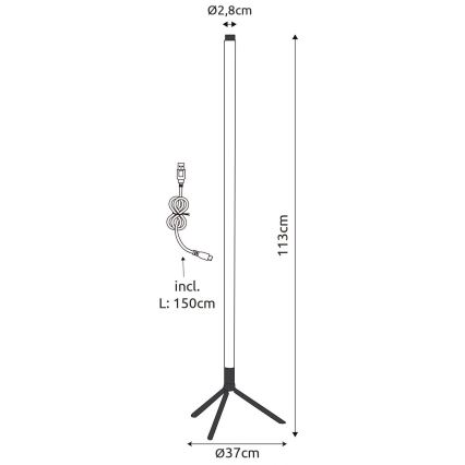 Globo - LED RGB regulowana lampa stojąca LED/7W/5V + pilot do zdalnego sterowania