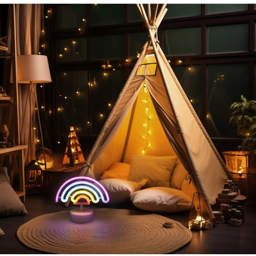 Globo - LED Neonowa dekoracja na stół LED/2W/3xAA tęcza
