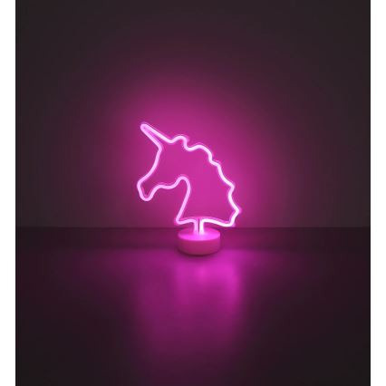 Globo - Neonowa dekoracja stołowa LED/2W/3xAA jednorożec
