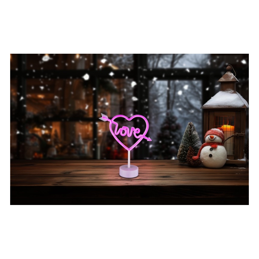 Globo - LED Neonowa dekoracja na stół LED/2W/3xAA serce