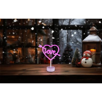 Globo - LED neonowa dekoracja stołowa LED/2W/3xAA serce