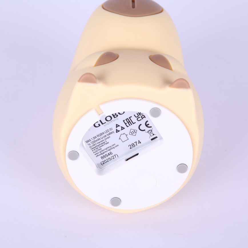 Globo - Dziecięca lampka nocna LED RGBW, ściemnialna i ładowalna LED/1,5W/5V 1200 mAh kapibara
