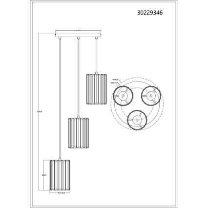 Globo - Żyrandol na lince 3xE27/60W/230V śr. 35 cm
