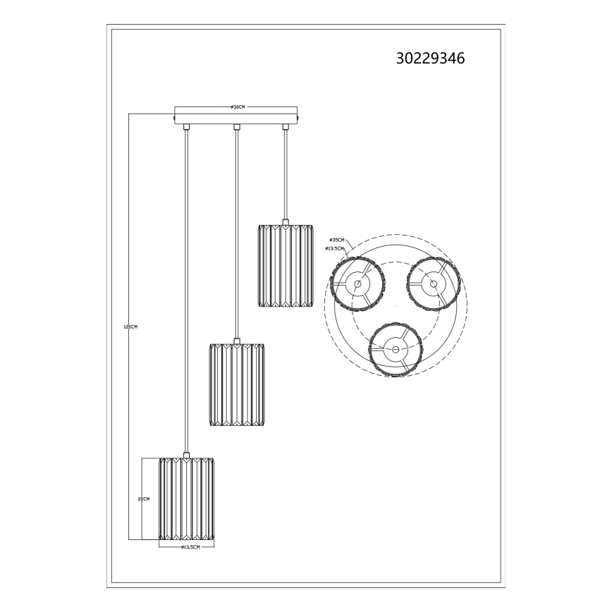 Globo - Żyrandol na lince 3xE27/60W/230V śr. 35 cm