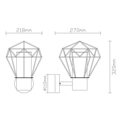 Globo - Kinkiet zewnętrzny 1xE27/15W/230V IP44