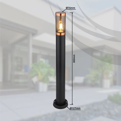 Globo - Lampa zewnętrzna 1xE27/23W/230V IP44 80 cm czarny/miedź