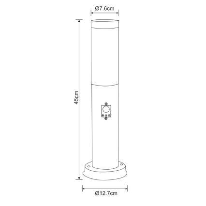 Globo - Lampa zewnętrzna z czujnikiem 1xE27/60W/230V 45 cm IP44