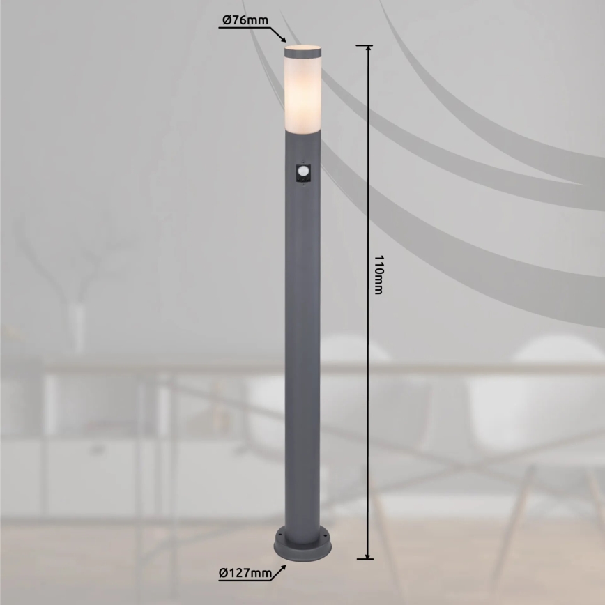 Globo - Lampa zewnętrzna z czujnikiem 1xE27/15W/230V IP44 110 cm antracyt