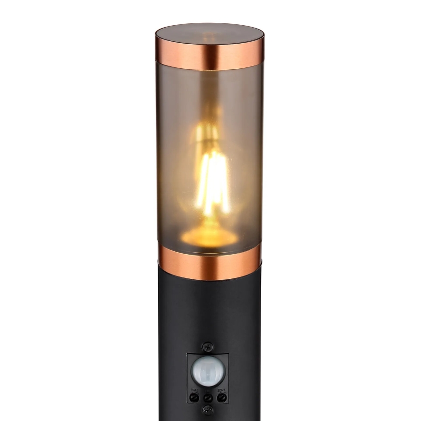 Globo - Lampa zewnętrzna z czujnikiem 1xE27/15W/230V IP44 110 cm czarny/miedź