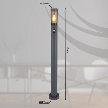 Globo - Lampa zewnętrzna z czujnikiem 1xE27/15W/230V IP44 110 cm czarny