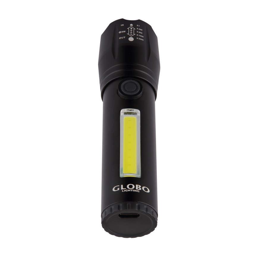 Globo - Latarka LED ładowalna LED/3W/5V + COB/3W 5500K 1200 mAh