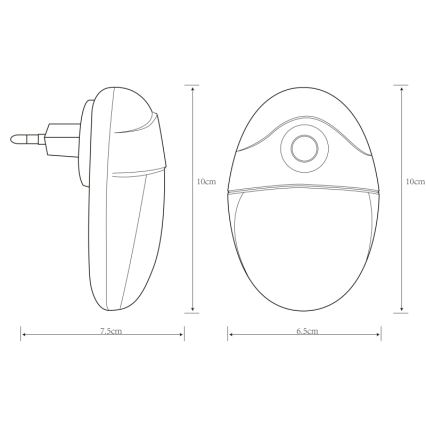 Globo - LED Lampka orientacyjna do gniazda z czujnikiem 4xLED/0,6W/230V 6500K