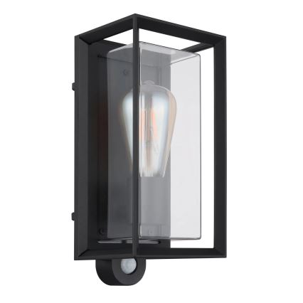Globo - Kinkiet zewnętrzny z czujnikiem 1xE27/60W/230V IP44 czarny