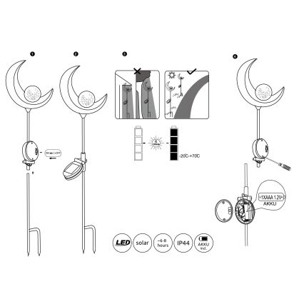 Globo - LED Lampa solarna LED/0,02W/3V 600mAh IP44 brąz