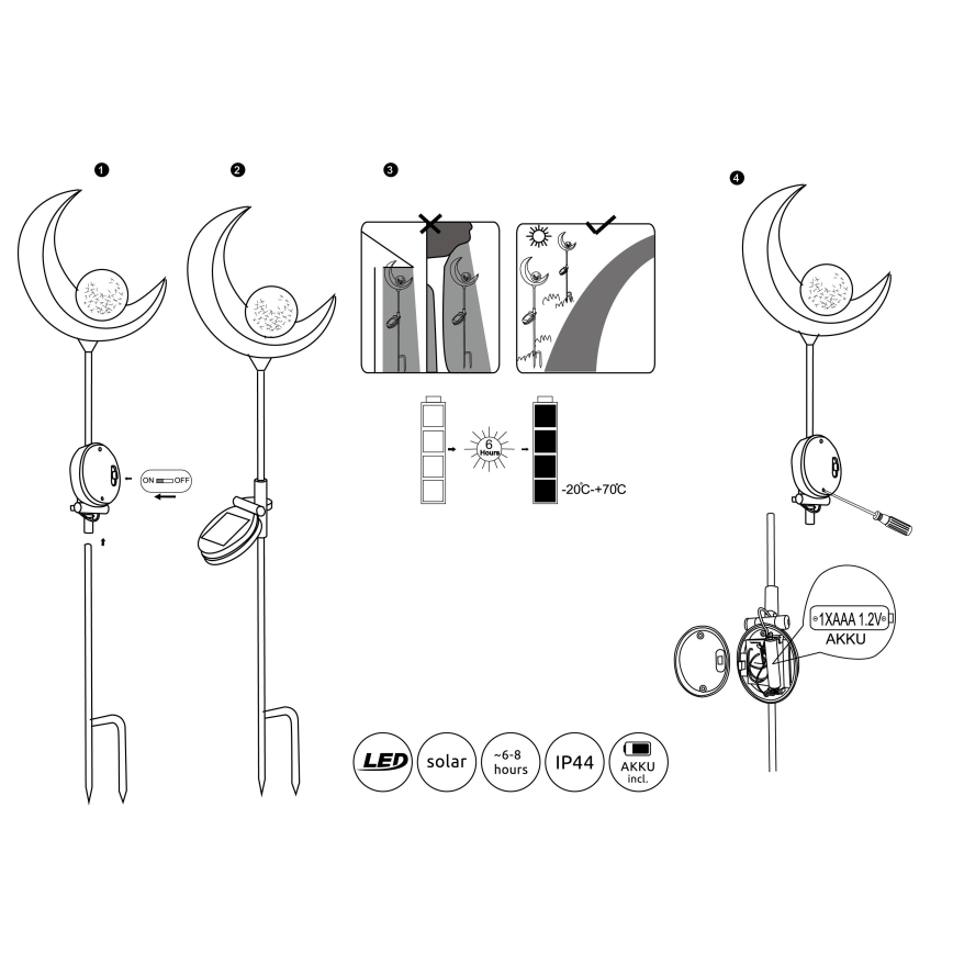 Globo - LED Lampa solarna LED/0,02W/3V 600mAh IP44 brąz
