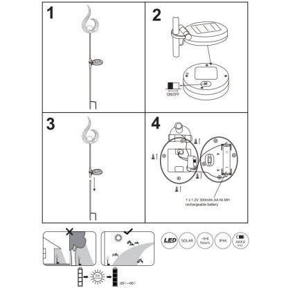 Globo - LED Lampa solarna LED/0,06W/3,2V 300mAh IP44