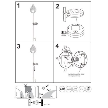 Globo - LED Lampa solarna LED/0,06W/3,2V 300mAh IP44
