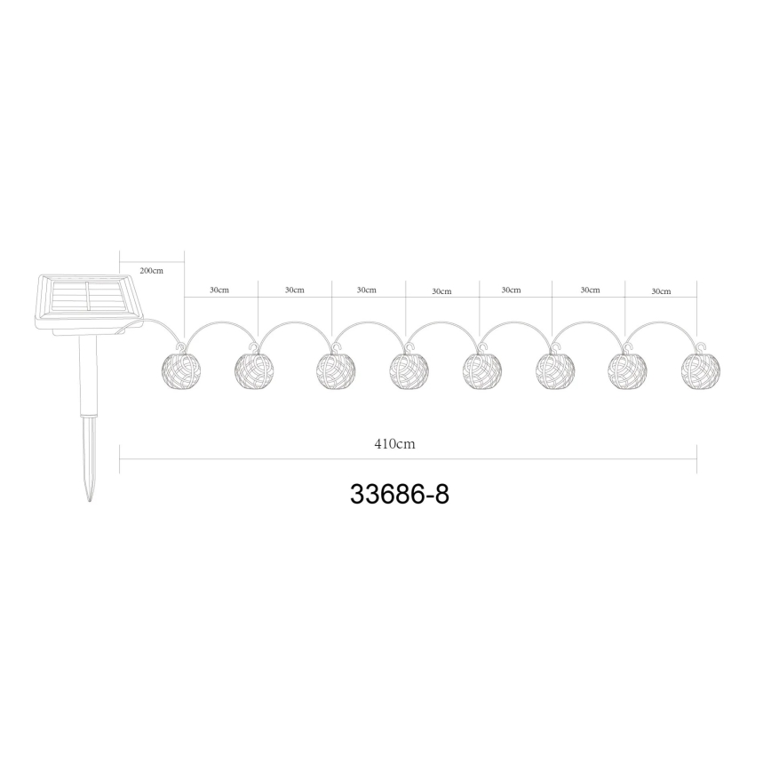 Globo - LED Solarny ozdobny łańcuch 98xLED/0,1W/3V 410 cm IP44