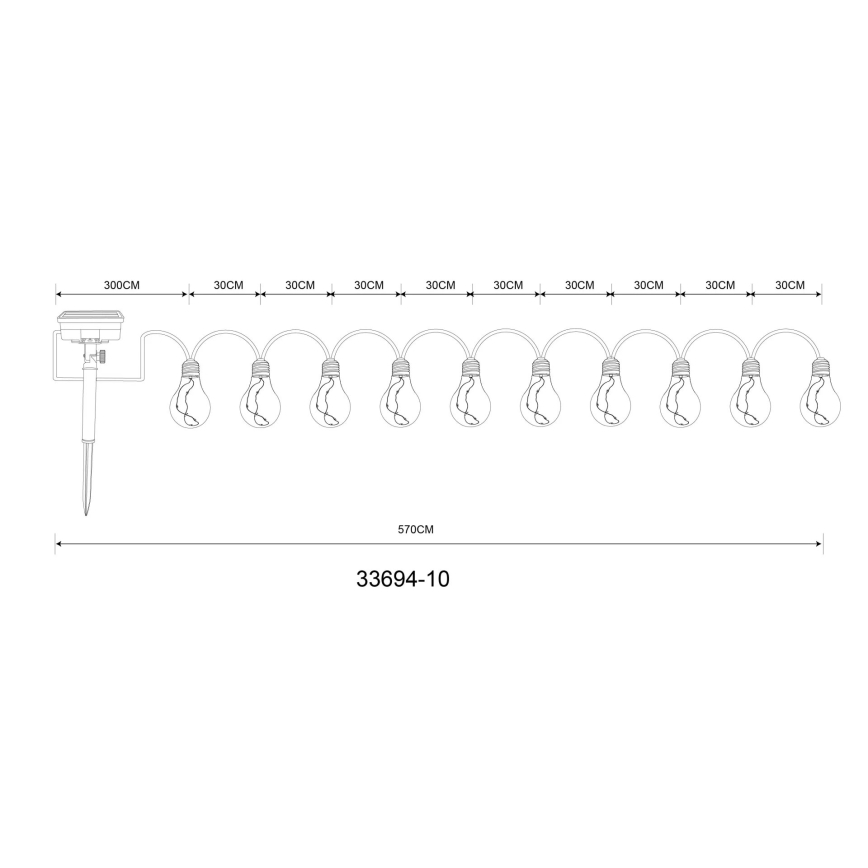 Globo - LED Solarny ozdobny łańcuch 50xLED/0,06W/3,2V 570 cm IP44