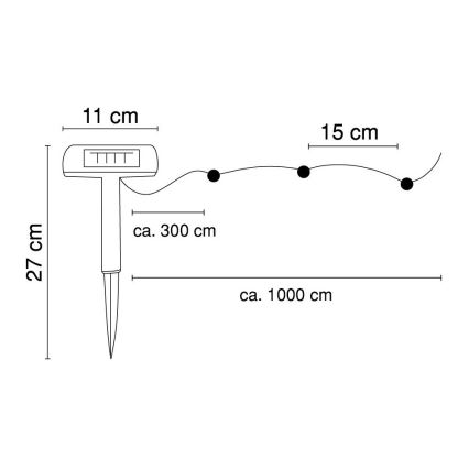 Globo - LED Łańcuch solarny 10 m 50xLED/2,4V IP44