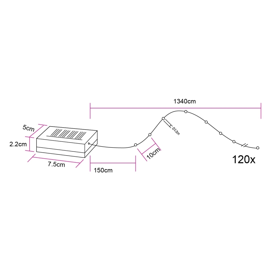 Globo - Solarny łańcuch LED 120 diod/3,2 V IP44 13,4 m 600 mAh