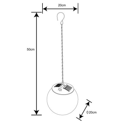 Globo - LED Żyrandol solarny na łańcuchu 30xLED/0,06W/1,2V śr. 20 cm IP44