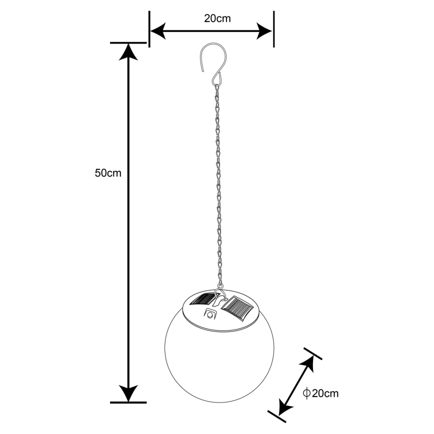Globo - LED Żyrandol solarny na łańcuchu 30xLED/0,06W/1,2V śr. 20 cm IP44