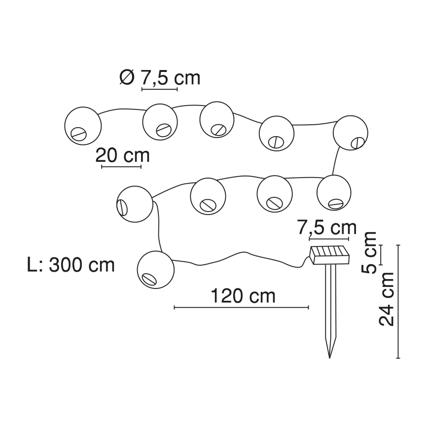 Globo - LED Łańcuch solarny 10xLED/0,06W/1,2V IP44