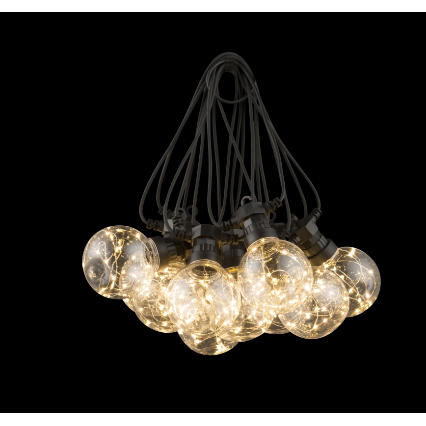 Globo - Zewnętrzny łańcuch dekoracyjny LED 10xLED/0,27W/230V 7,5 m IP44 czarny