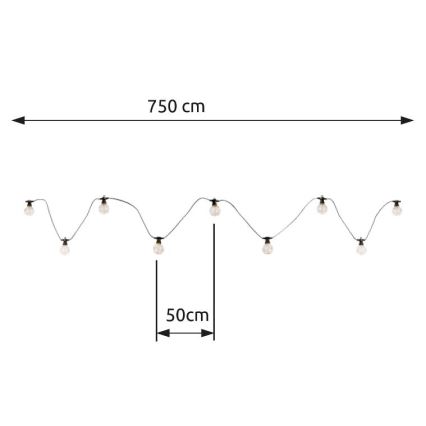Globo - Zewnętrzny łańcuch dekoracyjny LED 10xLED/0,27W/230V 7,5 m IP44 czarny