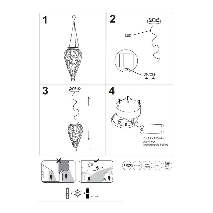 Globo - LED Oświetlenie solarne LED/0,9W/3,2V IP44 200 mAh przezroczysty
