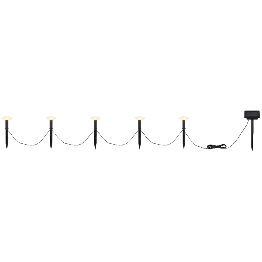 Globo - solarny łańcuch świetlny LED, 5 diod LED, 3V, IP44, 300 mAh, 2,2 m, kwiaty