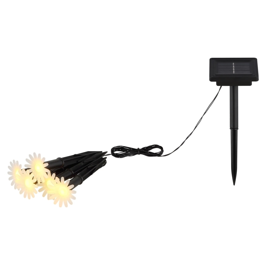 Globo - solarny łańcuch świetlny LED, 5 diod LED, 3V, IP44, 300 mAh, 2,2 m, kwiaty